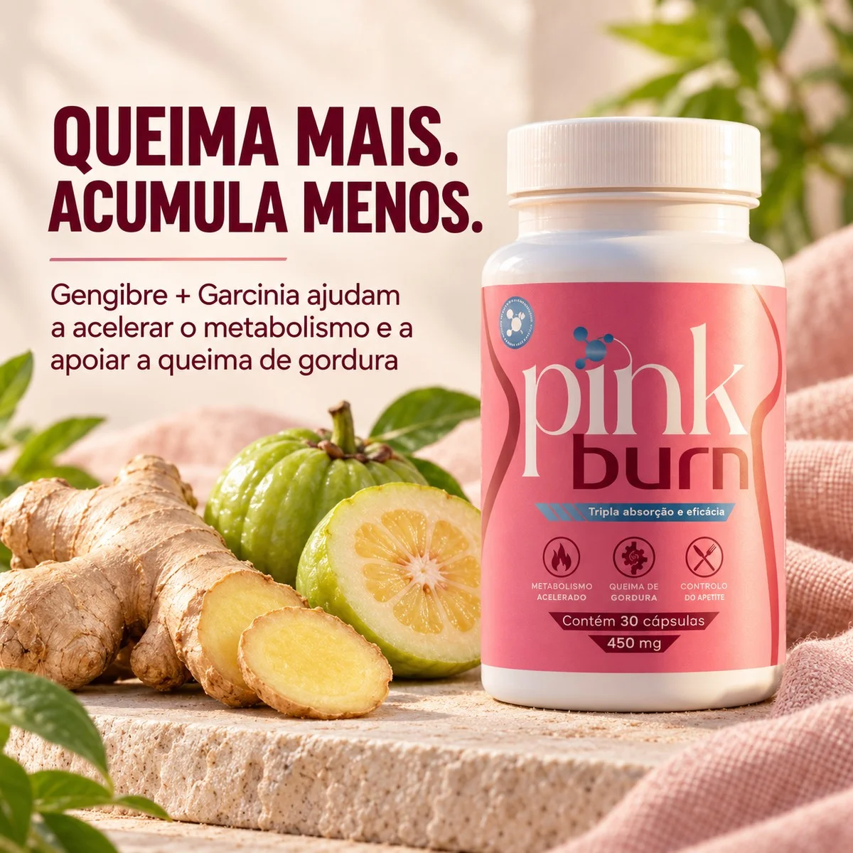 PINK BURN com gengibre e garcínia